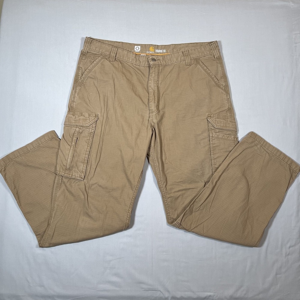 Carhartt Force Tappen Cargo Pants Mens‎ 42x34 Tan Ripstop Work Pants Brown